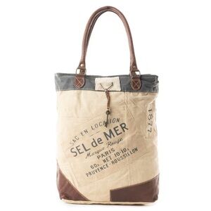 MYRA Canvas Tote Bag Leather Myra Bags Tote Bags Upcycled Bag Utility Tote NWT